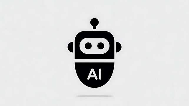 Robot, AI, Artificial Intelligence, Black Icon, Technology Logo