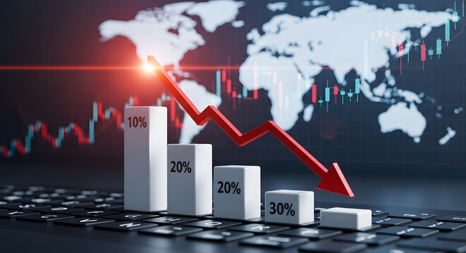 Global Stock Market Crash with Downward Red Arrow Chart
