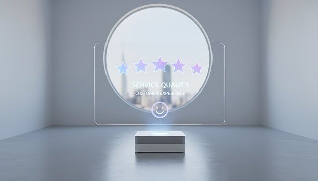 Futuristic Round Window Display Star Rating in Minimal Gallery