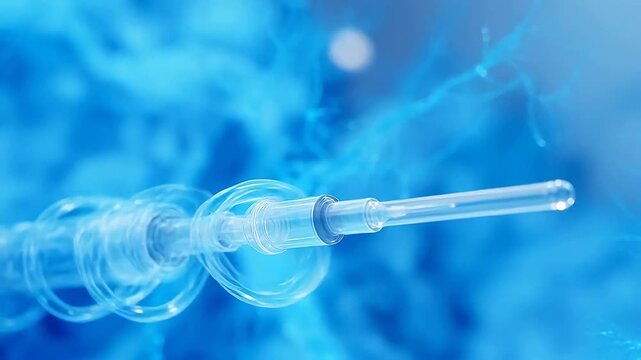 Neural Electrode Woven into Brain Tissue in Microscopic Medical Animation