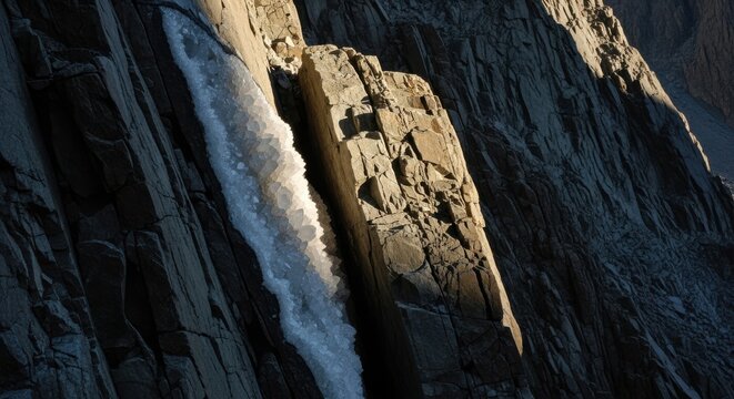 Gleaming Quartz Vein Embedded in Rocky Cliff Face