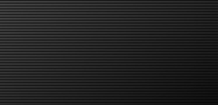 Horizontal ribbed lines background dark black gray linear texture.