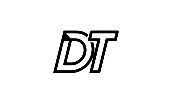 Bold italic DT letter logo for corporate branding.