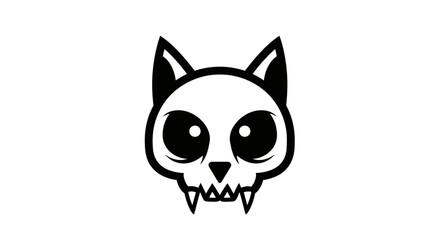Fototapeta premium Cute stylized cat skull cartoon vector illustration.
