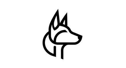 Minimalist black line art profile of wolf head. © ikk