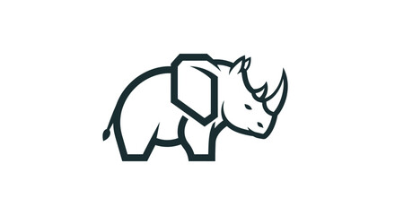 Minimalist black rhinoceros silhouette logo design on white. © ikk