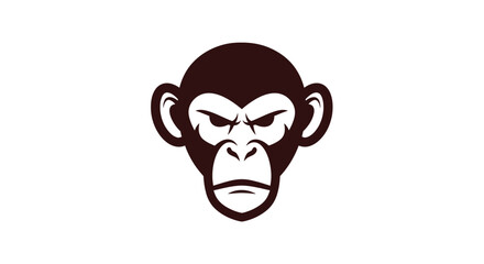 Minimalist chimpanzee monkey head mascot logo design © ikk