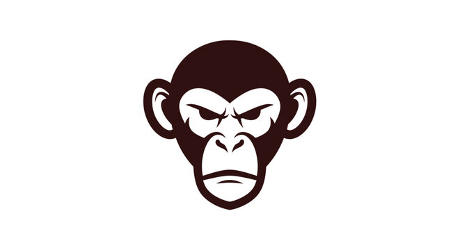 Minimalist chimpanzee monkey head mascot logo design