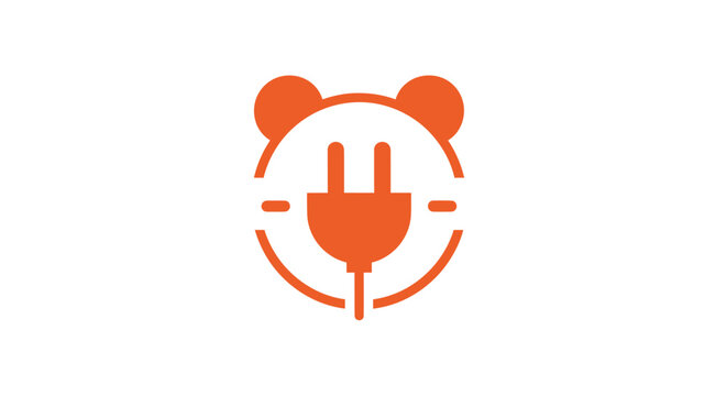 Orange panda head logo with integrated power plug.
