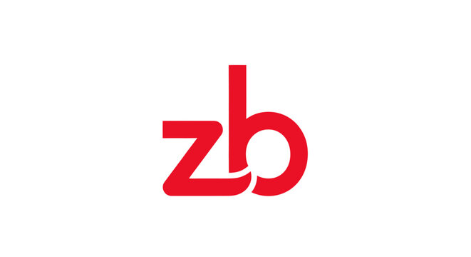 Red lowercase zb letter monogram logo design.