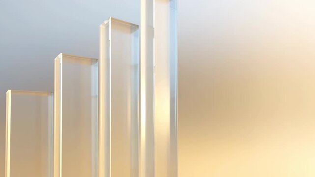 Abstract 3D animation of rising glass bar chart representing business growth