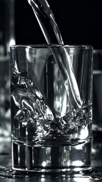 Vodka is poured into a glass. Filmed on a high-speed camera at 1000 fps. High quality FullHD footage