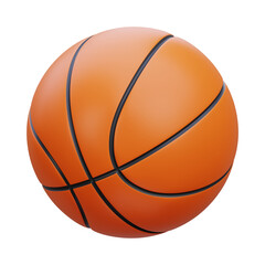 Obraz premium Realistic 3D rendered basketball isolated on a clean white background, featuring smooth orange texture, black channel lines, soft lighting, and centered modern composition.