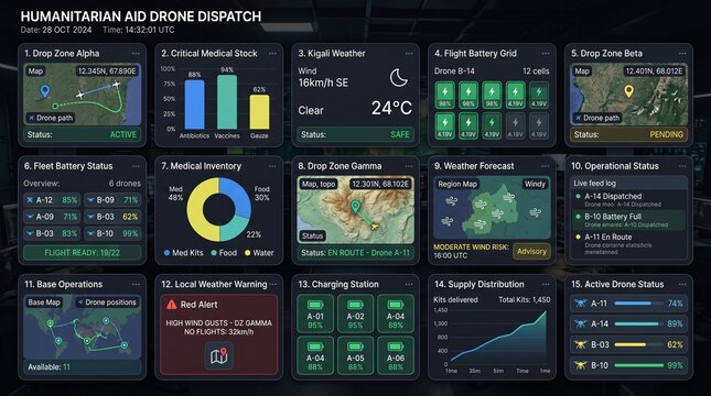 Humanitarian Aid Dispatch UI Bento Grid