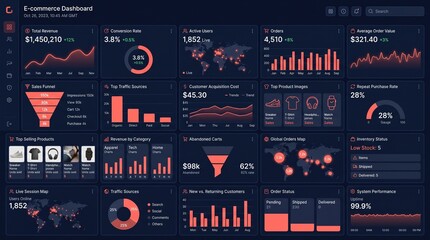 Naklejka premium E-commerce Analytics Dashboard Bento Grid