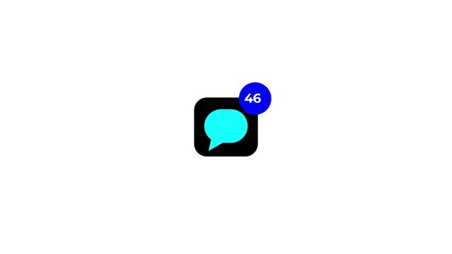 Black chat icon with a blue notification bubble containing the number 23 message symbol