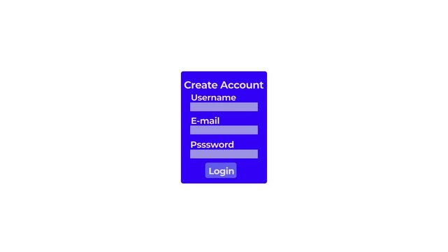 Blue User Interface Form for Account Creation with Login Button and Cursor Arrow username email