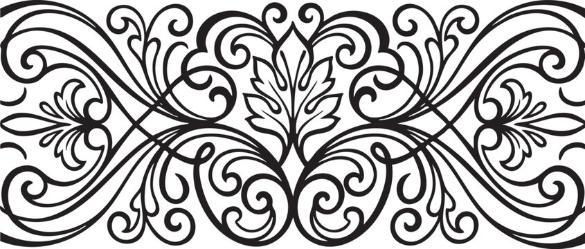 Elegant black ornamental floral pattern design for decoration