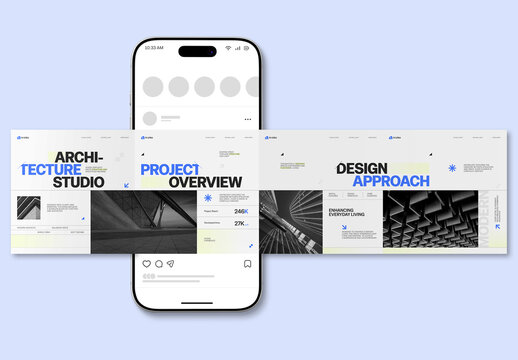 Modern Architecture Company Instagram Carousel Social Media Post Template Set