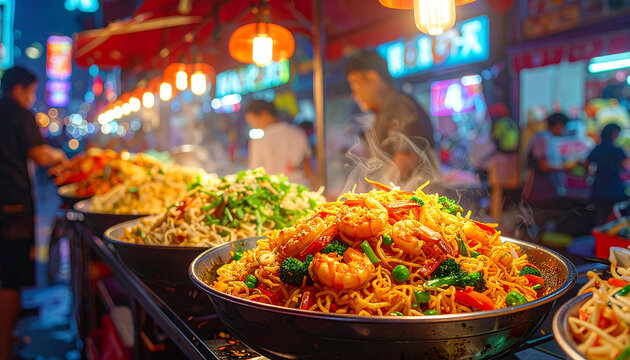 Asian street food night market