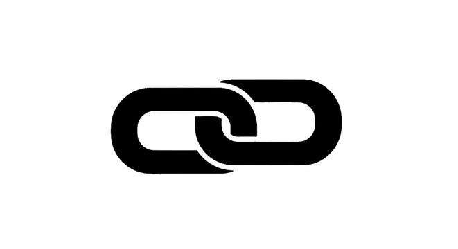 Minimal black silhouette icon, simple flat vector, bold black shape, no, no shading link icon, chain link symbol for web and mobile application on a, flat icon style