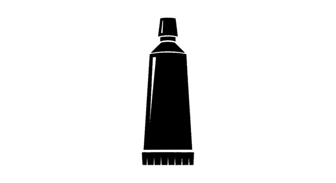 Minimal black silhouette icon, simple flat vector, bold black shape, no, no shading black silhouette icon of a tube of toothpaste or cream on a, flat icon style