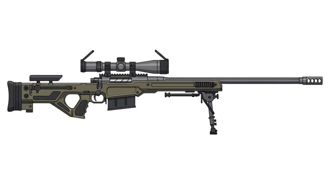 Rifle with scope and bipod legs.
