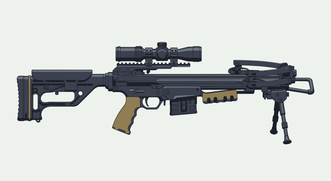 Black tactical rifle with scope 1.