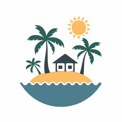 Fototapeta premium Tropical Island Paradise Icon