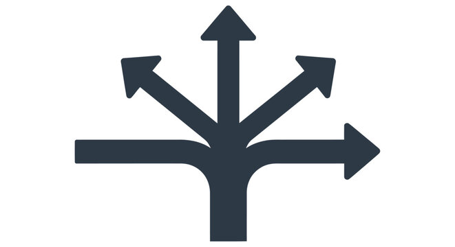 Dark blue arrows diverging from a central point symbolizing options