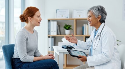 Fototapeta premium Doctor discussing medical results with a patient in an office