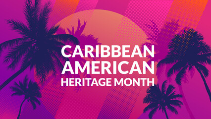 Naklejka premium Caribbean American heritage month banner with palm trees