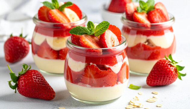 Fresh strawberry banana yogurt parfait