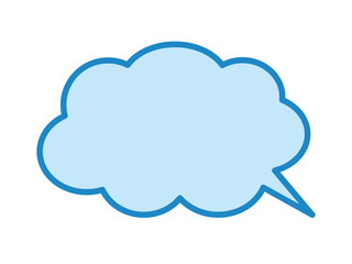 Fototapeta premium Blue Speech Bubble Icon with Blank Copy Space and Simple Outline