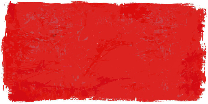 Vintage red paint brush strokes on a weathered textured white background
