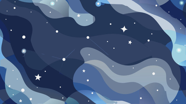 Abstract cosmic night sky background with blue waves scattered stars subtle constellation patterns abstract constellations universe celestial astronomy illustration background futuristic