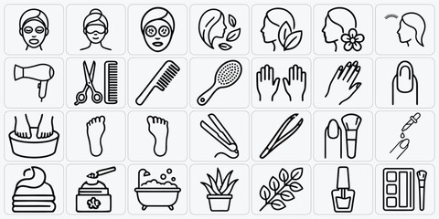 Naklejka premium Beauty And Personal Care Flat Icons Set On White Background
