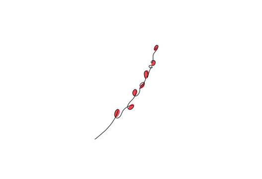 Red willow branch is a symbol of the Chinese New Year. Modern one line vector decoration for greeting cards, prints and packaging