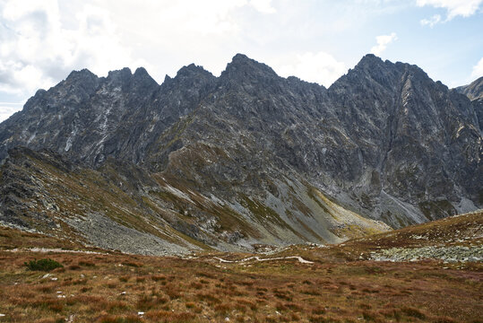 View from Vysne Koprovske sedlo in High Tatras mountains in Slovakia