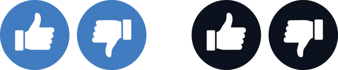 Thumbs up and thumbs down icons in blue and black © sultanaavector
