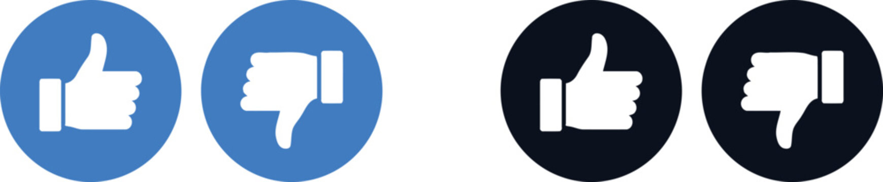Thumbs up and thumbs down icons in blue and black