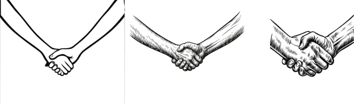 Two elderly figures hold hands in a timeless embrace, their connection symbolized by a minimalist black-and-white illustration against a stark white backdrop