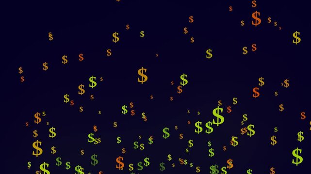 Dollar sign Background. Flying Through Glowing Multiple Color Dollar sign