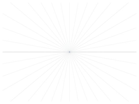 Blank two-point perspective grid isolated on white background. Double vanishing point template vector illustration. Perspective lines guide sheet worksheet for architecture, sketch and art.