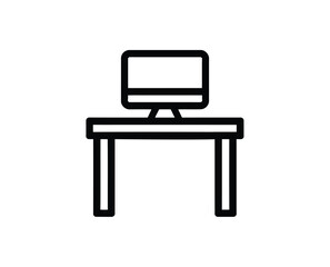 Fototapeta premium Minimalist computer desk icon with monitor computer workspace technology