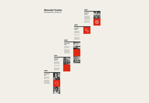 Minimalist Diagonal Company History Timeline Infographic Template with Photos