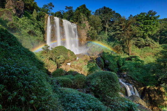 Rainbow in Curug Sewu Waterfall, Kendal, Central Java, Indonesia