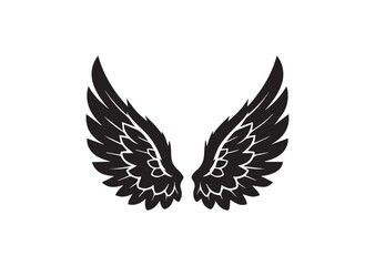 Fototapeta premium Elegant Angel Wings Silhouette Vector Illustration, Heavenly Wing Icon Design