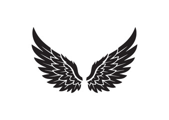 Fototapeta premium Elegant Angel Wings Silhouette Vector Illustration, Heavenly Wing Icon Design