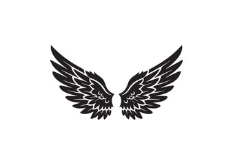 Fototapeta premium Elegant Angel Wings Silhouette Vector Illustration, Heavenly Wing Icon Design